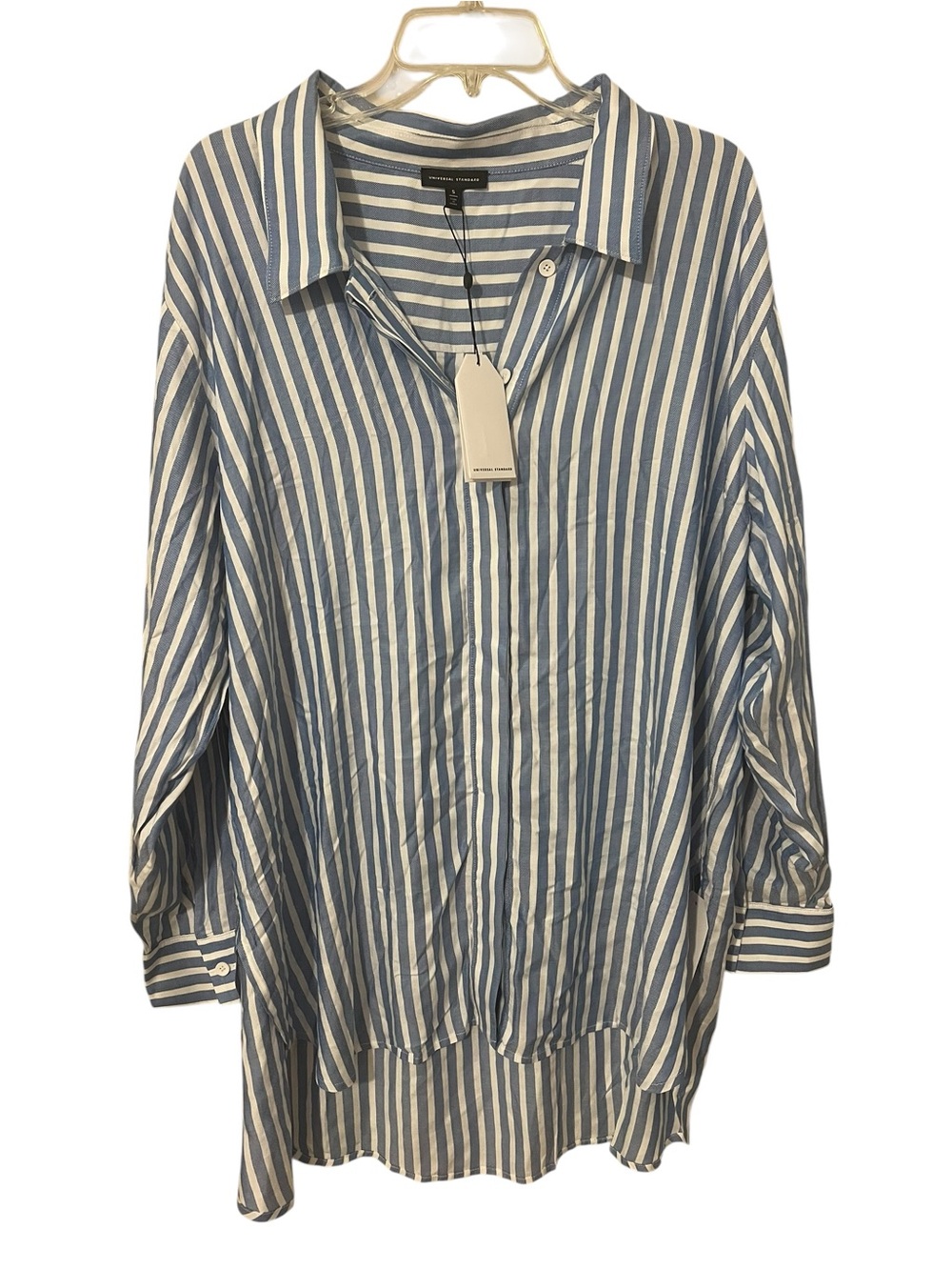 NWT Universal Standard Oversized Blue White Stripe Tunic Shirt Beach Cover Up S